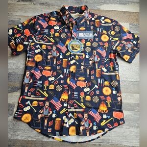 RSVLTS Ron Swanson's Shirt Of Greatness KUNUFLEX Short Sleeve Shirt NEW Medium